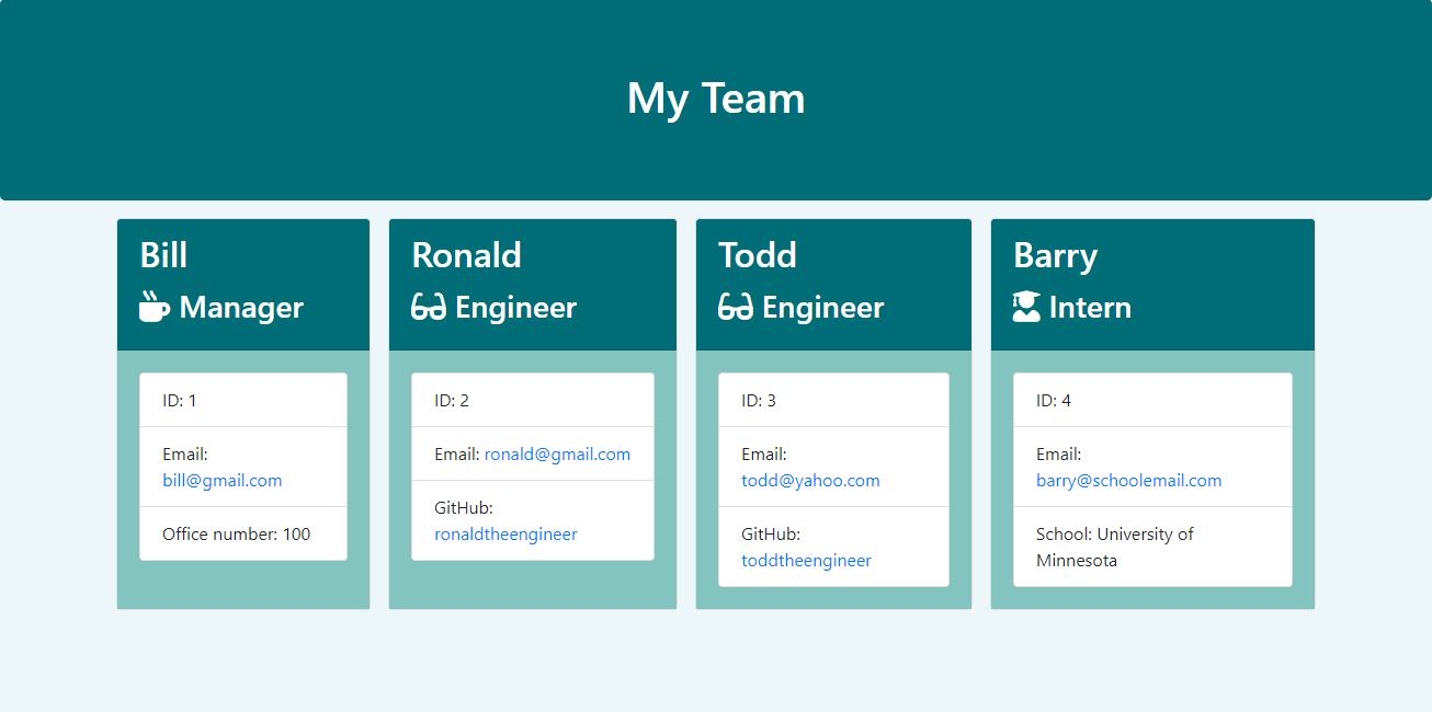 demo of Tom's Team Profile Application